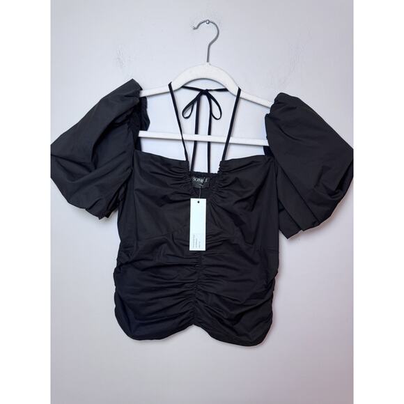 Sophie Rue Revolve Black Cotton Puff Sleeve Top Small NWT - Picture 1 of 15